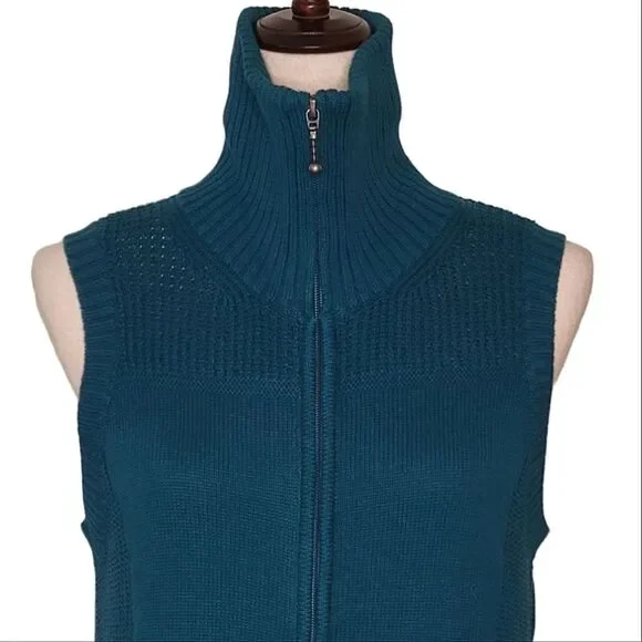 Christopher & Banks Teal Patterned Stitching Sweater Vest Size S - Picture 4 of 8